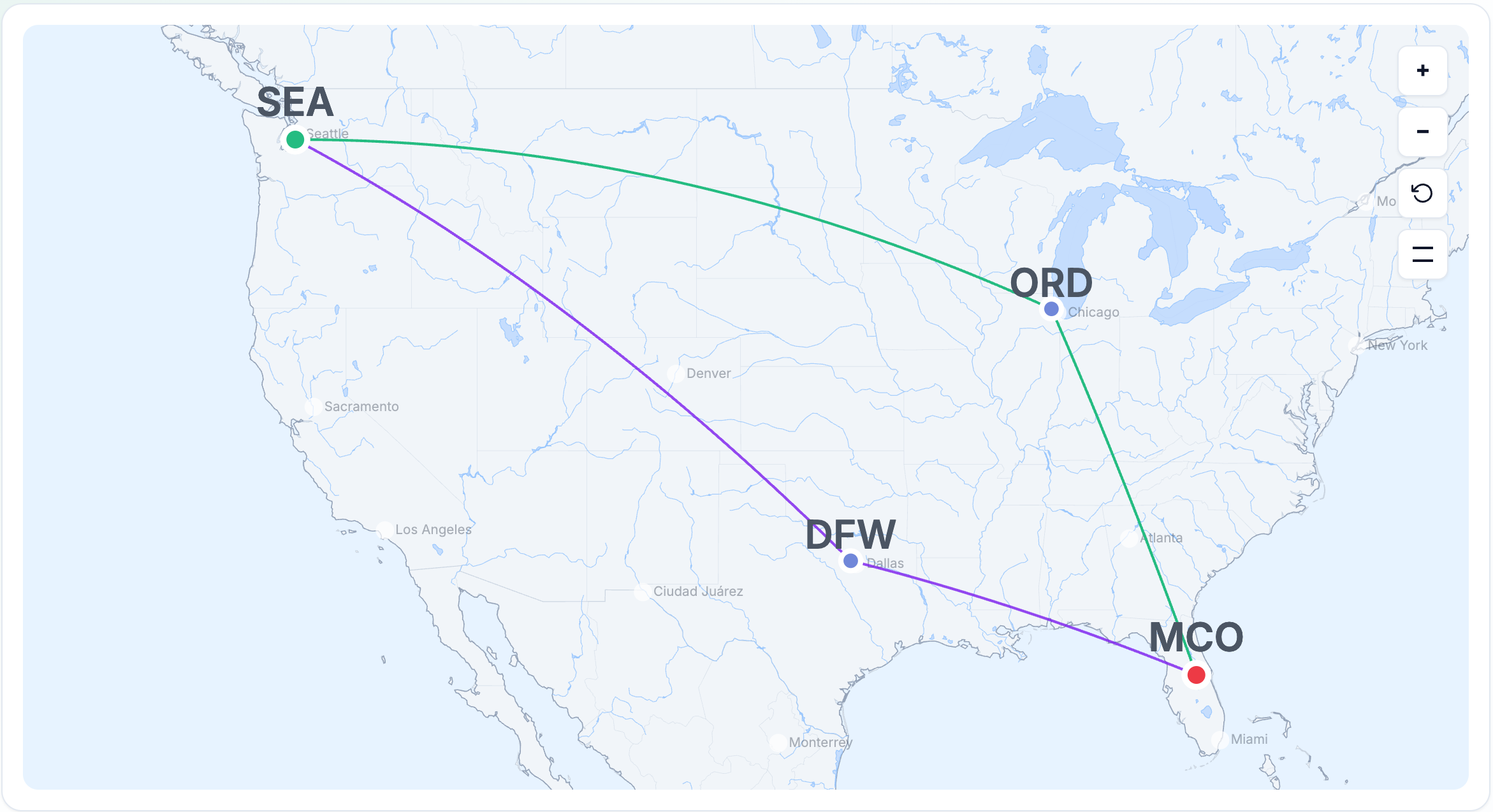 Interactive Flight Map Screenshot