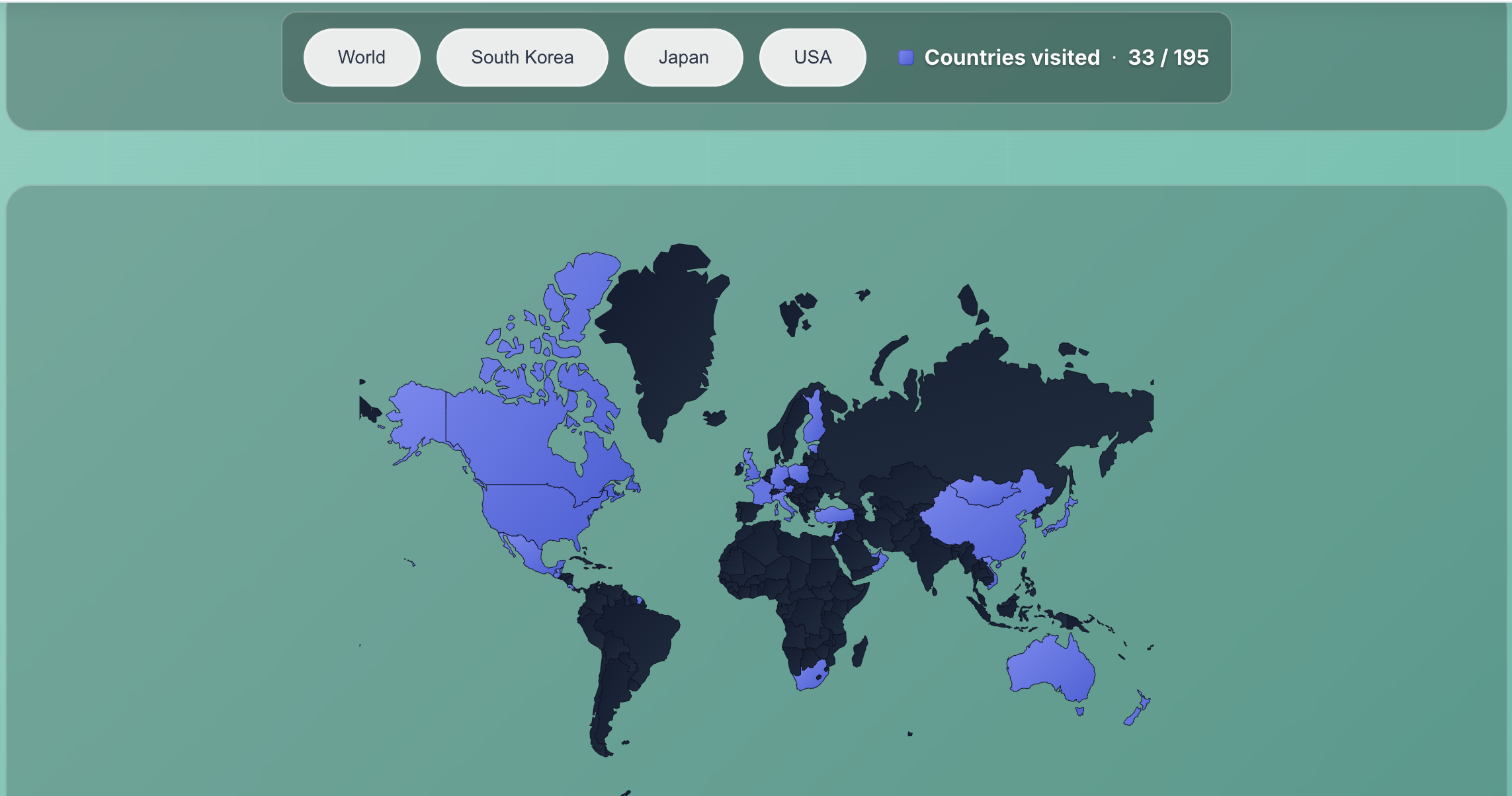 Interactive World Map Screenshot